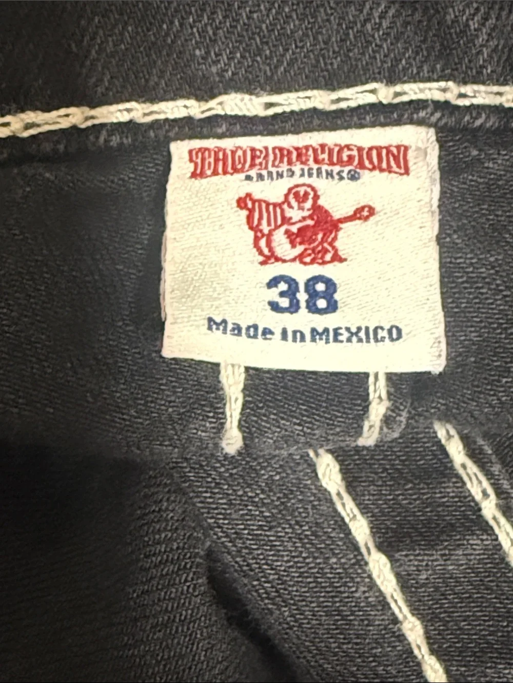 *True Religion Straight Flap Natural Big Black men's Jeans Size 38